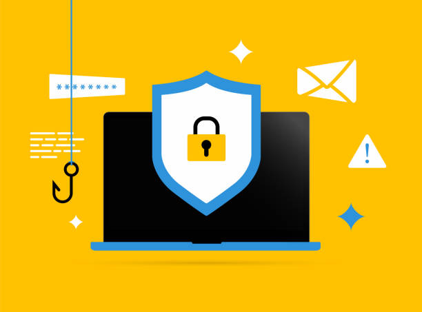 ilustrações de stock, clip art, desenhos animados e ícones de explore cybersecurity threats - backdoor attack for code models, hacking, e-mail phishing, ransomware, malware and email scam. stay vigilant online. enhance cybersecurity awareness vector illustration - crime informático