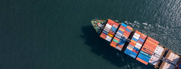 istock Aerial view container cargo ship maritime carrying container, Global business import export logistic freight shipping transportation international by container cargo ship, Container fright shipping. 2009386415