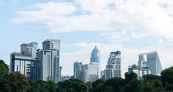 Cityscape view at Lumphini park Bangkok Thailand