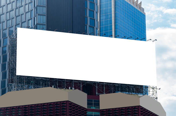 istock Mock up white horizontal billboard on rooftop building .clipping path for mockup 2009424224