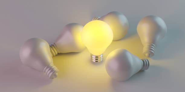 istock Illuminated light bulb standing Out in Crowd. Creative idea and inspire innovation 2009426458