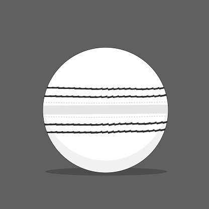 Stylized cricket ball with a shadow.