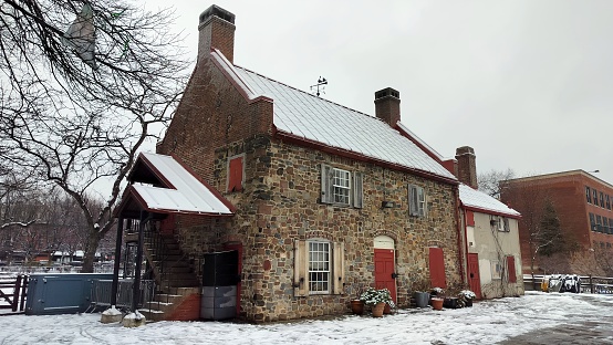 Old Stone House, replica of the 1699 Vechte - Cortelyou House, at Washington Park, Park Slope neighborhood, Brooklyn, NY, USA