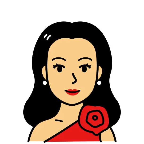 Vector illustration of woman in red dress, vector, illustration