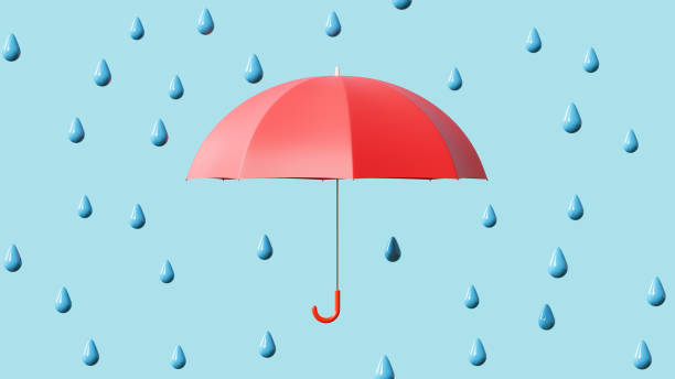 istock 3D illustration of rain and umbrella. Weather Image 2009485067