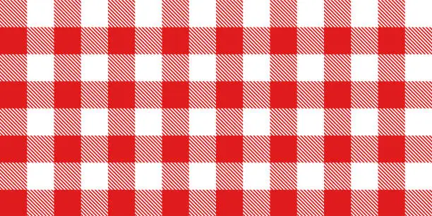 Vector illustration of Red Gingham pattern background. Retro tablecloth texture. Abstract color full of Scott pattern.