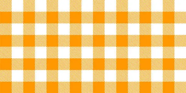 Vector illustration of Orange pastel Gingham pattern background. Retro tablecloth texture. Abstract color full of Scott pattern.