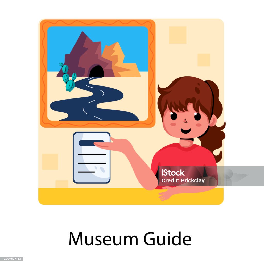 Museum Guide Paper Museum Guide Stock Illustration - Download Image Now - Art Product ...