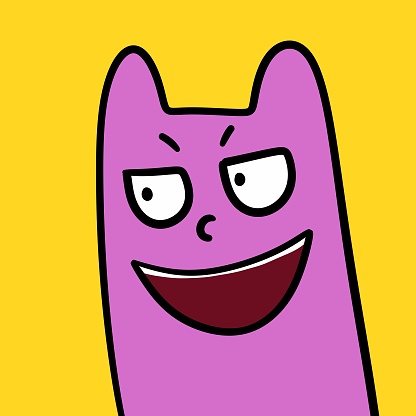 cartoon happy monster with pink body