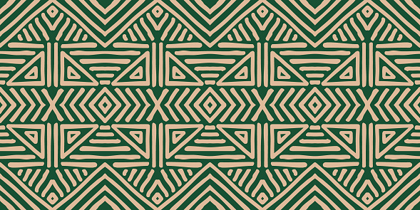 Hand drawn Batik pattern seamless. Geometric chevron abstract illustration, wallpaper. Tribal ethnic vector texture. Aztec style. Folk embroidery. Indian, Scandinavian, African rug, tile. Vector illustration.