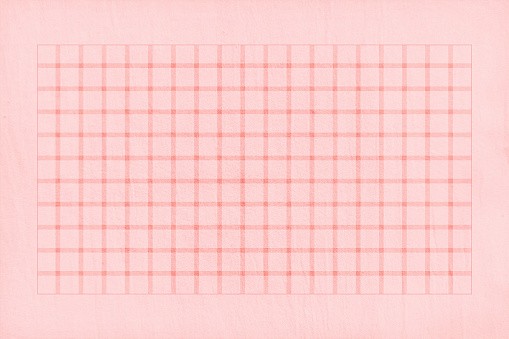 Faded Red and pastel soft peach pink colored checkered pattern horizontal blank empty vector backgrounds like picnic blanket or table cloth in the middle or centre with plain  border or outline frame. Can be used as gift wrapping paper sheet template, wallpaper.