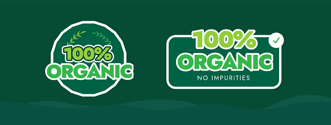 100% organic. Hundred percent organic two different labels, icons, stickers, emblem in round and square shapes. No impurities, organic, pure, natural labels, icons design ideas on green background. Vector stock illustration

Organic Logo Symbol, label, stickers

Set of stickers and badges for organic food and drink, restaurant, food store, natural products, farm fresh food, e-commerce, healthy product promotion. stock illustration

Organic product grunge stamp stock illustration