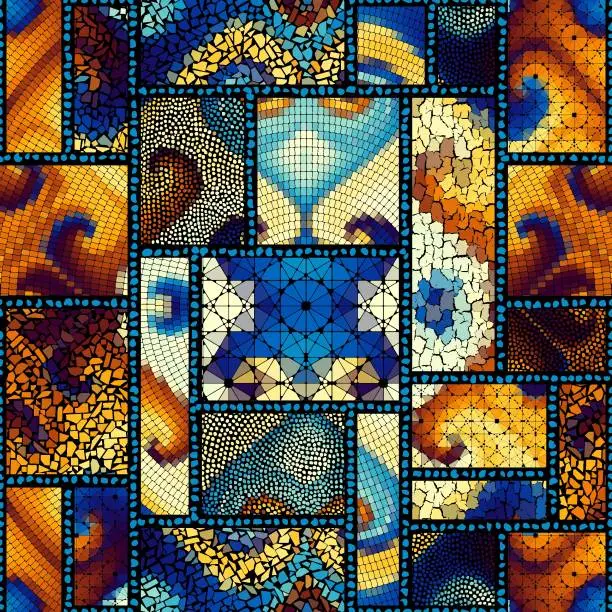 Vector illustration of Vector seamless mosaic tile pattern. Ceramic tiles background.