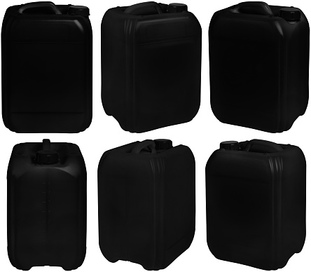 set of black plastic canister isolated