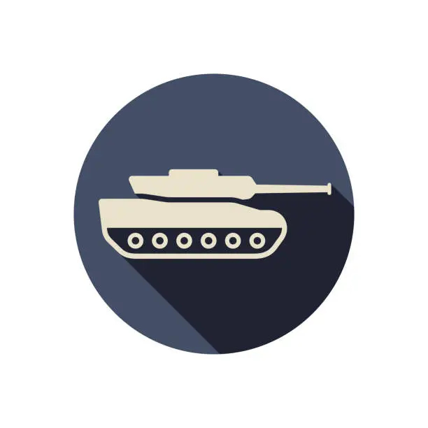 Vector illustration of Tank flat style vector icon. Military armoured vehicle.