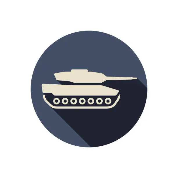 Vector illustration of Tank flat style vector icon. Military armoured vehicle.