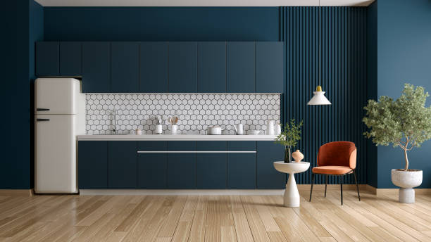 istock Blue modern elegant kitchen and  Modern style furniture ,3d render mock up 2009692408