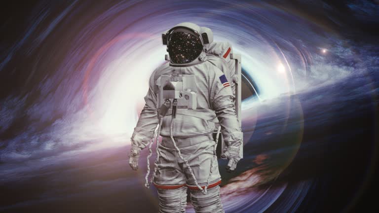 Astronaut and black hole background