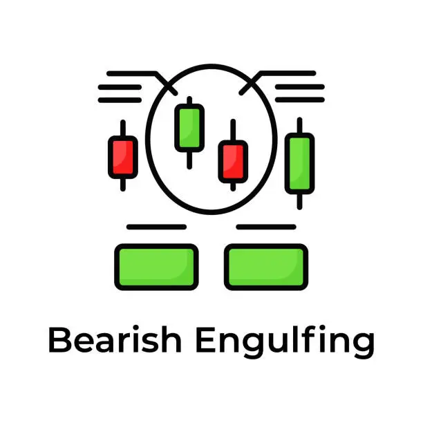 Vector illustration of Creatively designed unique stock market related icon, Bearish Engulfing vector design.