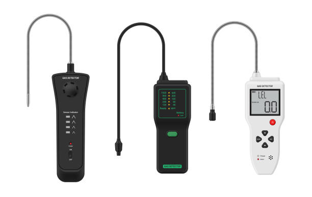 ilustrações de stock, clip art, desenhos animados e ícones de natural gas leak detector lpg ngv leakage detection measurement tester set realistic vector - gas natural gas leaking sensor