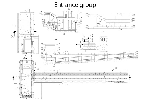 Vector architectural fragments of a building entances