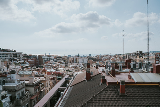 views of Barcelona, ​​general plan roofs of the city of Barcelona