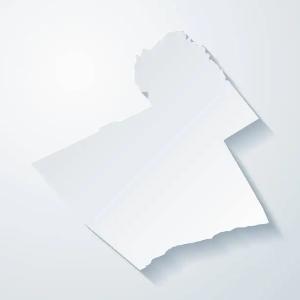 Vector illustration of Carbon County, Pennsylvania. Map with paper cut effect on blank background