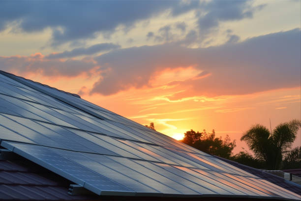 istock Solar panels on a home. Alternative electricity source. Sustainable resources concept 2009806184