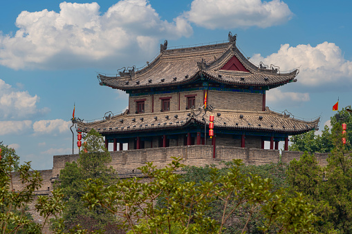 Close up of eaves and ancient buildings of the temple of heaven prayer hall in Beijing, China