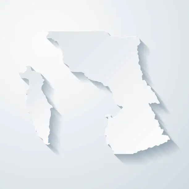 Vector illustration of Davis County, Utah. Map with paper cut effect on blank background
