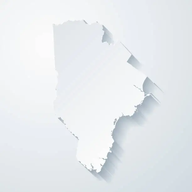 Vector illustration of York County, Maine. Map with paper cut effect on blank background