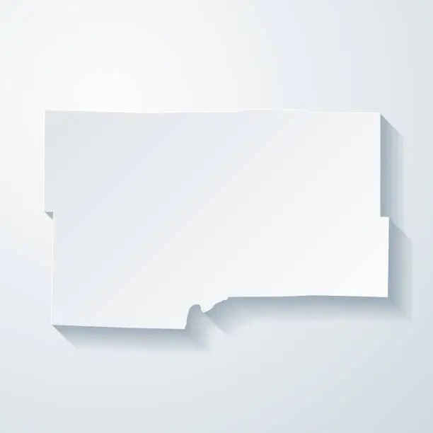 Vector illustration of Maries County, Missouri. Map with paper cut effect on blank background
