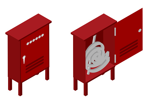 Illustration set of boxes containing isometric digestive hoses