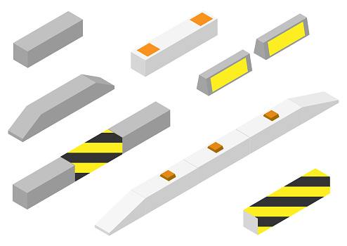 Image material set of various isometric curb blocks