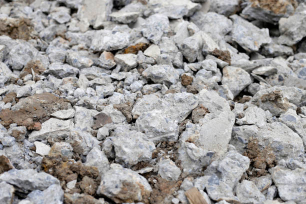 istock Broken concrete, Piles of rubble after house demolition 2009824687