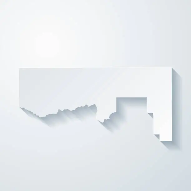 Vector illustration of Daggett County, Utah. Map with paper cut effect on blank background