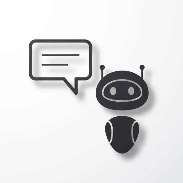 Vector illustration of Chatbot with speech bubble. Icon with shadow on white background