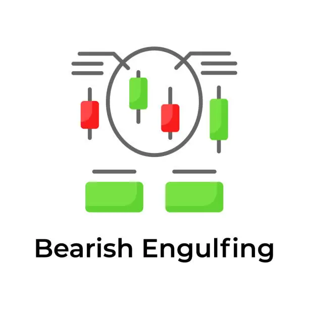 Vector illustration of Creatively designed unique stock market related icon, Bearish Engulfing vector design.