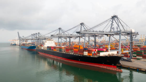 istock Aerial view container cargo ship maritime carrying container, Global business import export logistic freight shipping transportation international by container cargo ship, Container fright shipping. 2009859664