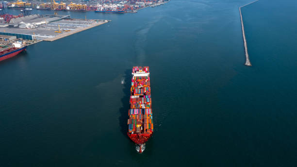 istock Aerial view container cargo ship maritime carrying container, Global business import export logistic freight shipping transportation international by container cargo ship, Container fright shipping. 2009859666