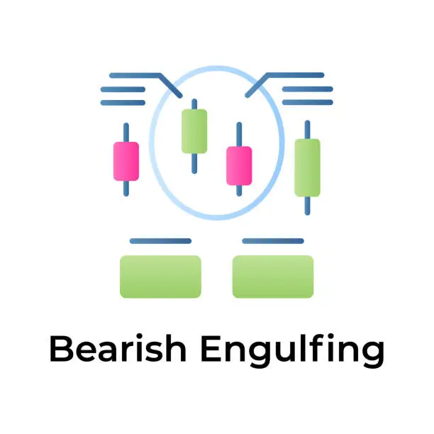 Vector illustration of Creatively designed unique stock market related icon, Bearish Engulfing vector design.