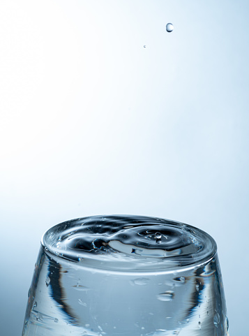 Half empty water glass.
