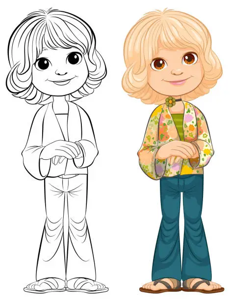 Vector illustration of Vector illustration of character in two styles.