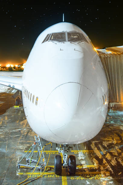 istock generic modern passenger aircraft at the gate by night ready for boarding without logos 2009915555