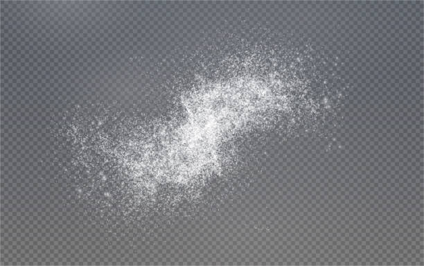 christmas glowing bokeh confetti light and glitter texture overlay for your design. frosting effect sugar, salt and flour for baking, with powder white and isolated on transparent background. - mąka stock illustrations