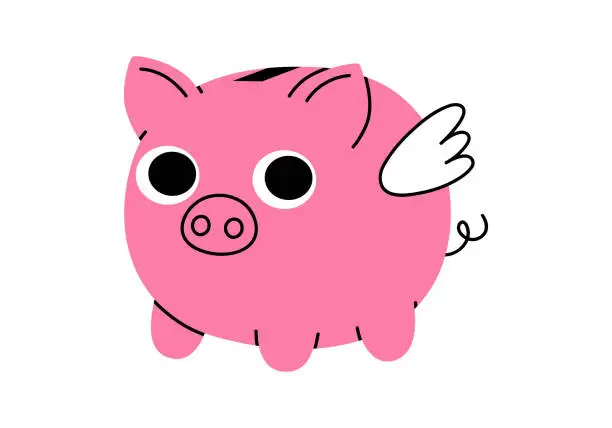 Vector illustration of Piggy bank with wings illustration