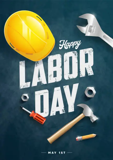 Vector illustration of Happy Labor Day banner, poster. Design template. Vector illustration