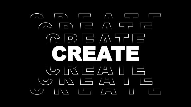 Typography text animation with the inscription of CREATE.