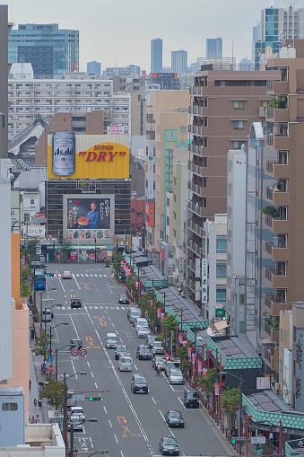Tokyo street view from above, photographed in summer 2019.