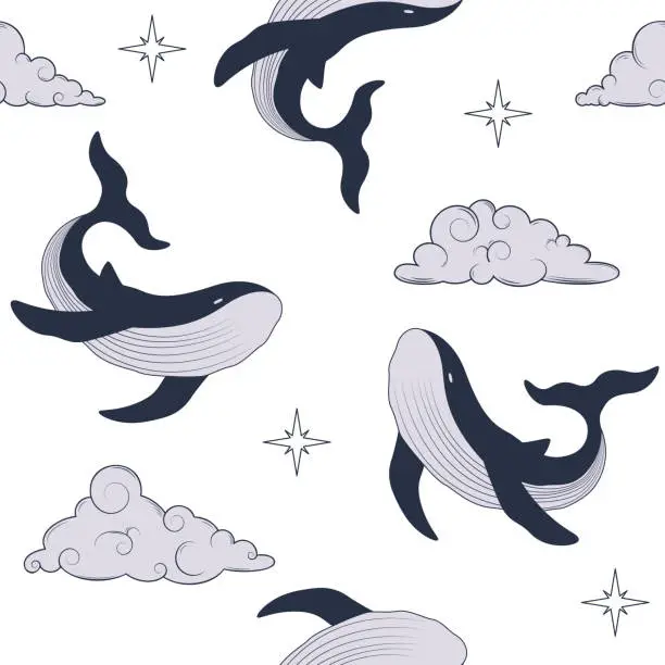 Vector illustration of pattern with whale